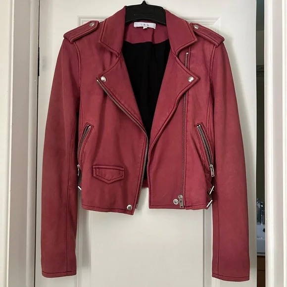 Iro burgundy leather jacket deals